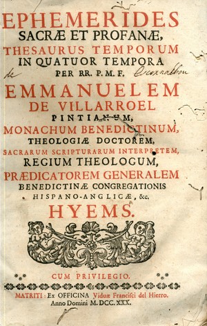 Ephemerides, sacrae et profanae, thesaurus temporum in quatuor tempora