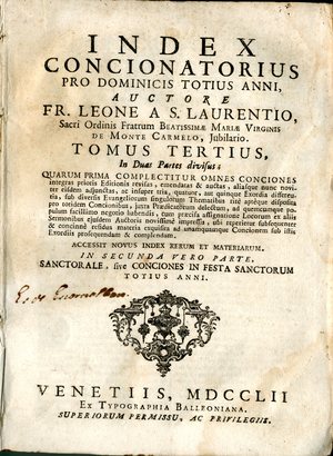 Index concinatorius pro dominicis totius anni : tomus tertius in duas partes divisus