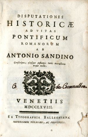 Disputationes historicae ad vitas pontificum romanorum