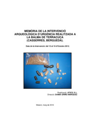 Memòria de la intervenció arqueològica d'urgència realitzada a la Balma de Terracuca (Casserres, Berguedà)