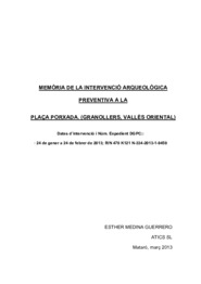 Memòria de la intervenció arqueològica preventiva a la Plaça Porxada (Granollers-Vallès Oriental)