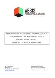 Memòria de la intervenció arqueològica a: Fontcoberta-Av. Bernat dels Arcs, parcel·la 9-1A del PP1