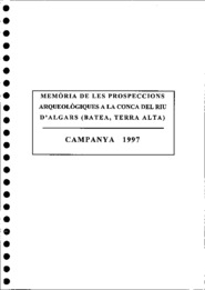 Memòria de les prospeccions arqueològiques a la Conca del Riu d'Algars.