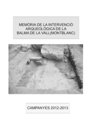 Memòria de la intervenció arqueològica de la Balma de la Vall (Montblanc)