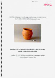 Memòria de l'excavació arqueològica al jaciment dels Estinclells de Verdú (Urgell)