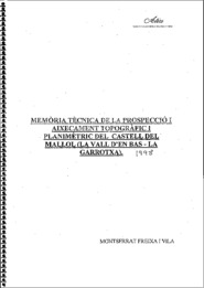 Memòria Tècnica de la prospecció i aixecament topogràfic i planimètric del Castell del Mallol