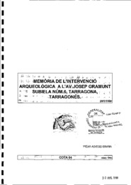 Memòria de l'intervenció arqueològica a l'av. Josep Gramunt Subiela Núm. 6