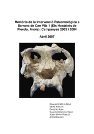 Memòria de la Intervenció Paleontològica a Barranc de Can Vila 1: Campanyes 2003 i 2004