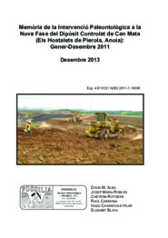 Memòria de la intervenció paleontològica a la Nova Fase del Dipòsit Controlat de Can Mata (els Hostalets de Pierola, Anoia): Gener-Desembre 2010
