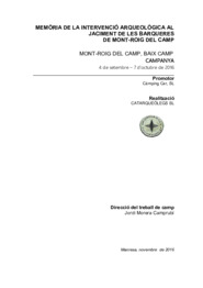 Memòria de la intervenció arqueològica al jaciment de Les Barqueres de Mont-Roig del Camp