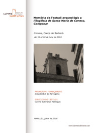 Memòria de l'estudi arqueològic a l'Església de Santa Maria de Conesa. Campanar