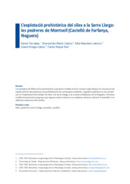 L'explotació prehistòrica del sílex a la Serra Llarga: les pedreres de Montvell (Castelló de Farfanya, Noguera)