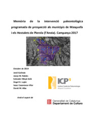 Memòria de la intervenció paleontològica programada de prospecció als municipis de Masquefa i els Hostalets de Pierola (l’Anoia).
