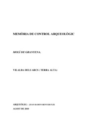 Memòria intervenció arqueològica al Molí de Granyena