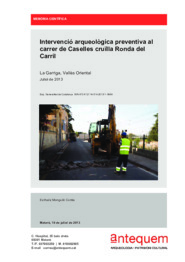 Intervenció arqueològica preventiva al carrer de Caselles cruïlla Ronda del Carril