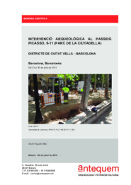 Intervenció arqueològica al Passeig Picasso, 9-11 (Parc de la Ciutadella)