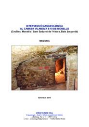 Intervenció arqueològica al Carrer Vilanova, 8-10 de Monells. Memòria