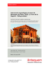 Intervenció arqueològica al carrer de Berenguer de Palou, 52-62. La Torre de la Sagrera - Refugi Antiaeri