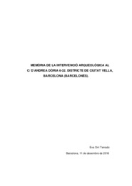 Memòria de la intervencióa arqueològica al C/ d'Andrea Dòria, 6-32. Districte de Ciutat Vella