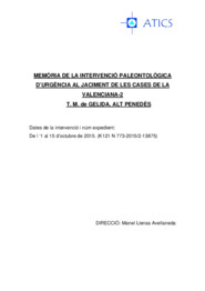 Memòria de la intervenció paleontològica d'urgència al jaciment de les Cases de la valenciana-2