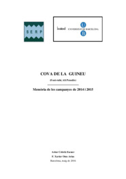 Cova de la Guineu. Memòria de les campanyes de 2014-2015