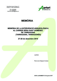 Memòria de la intervenció arqueològica al carrer Rera Sant Domènec de Tarragona