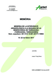 Memòria de la intervenció arqueològica a la Baixada de la Misericòrdia de Tarragona