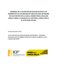Memòria de la intervenció paleontològica de prospecció als afloraments Cretacis dels municipis de Sant Esteve de la Sarga, Tremp i Isona (Pallars Jussà) i Camarasa (La Noguera)