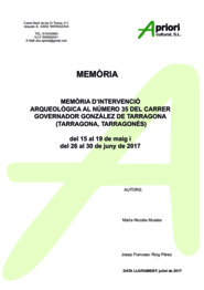 Memòria d'ntervenció arqueològica al número 35 del carrer Governador González de Tarragona