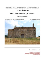 Memòria de la internvenció arqueològica a l'església de Sant Fruitós de Quadres