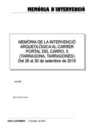 Memòria de la intervenció arqueològica al Carrer Portal del Carro, 5