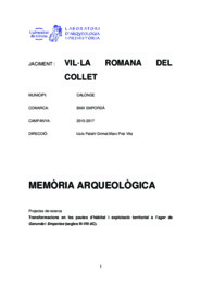 Vil·la Romana del Collet. Memòria arqueològica