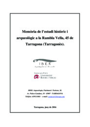 Memòria de l'estudi històric i arqueològic de la Rambla Vella, 45 de Tarragona