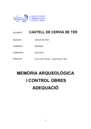 Memòria arqueològica i control d'obres adecuació Castell de Cervià de Ter
