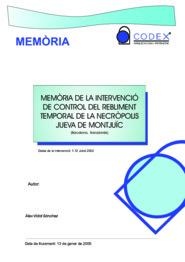 Memòria de la intervenció de control del rebliment temporal de la Necròpolis Jueva de Montjuïc