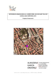 Intervenció arqueològica al carrer Eres, 28-30 de Sant Feliu de Guíxols (Baix Empordà) 2019. Projecte d’intervenció