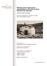 Memòria de la intervenció arqueològica a l’Ermita de Sant Silvestre de Vallirana