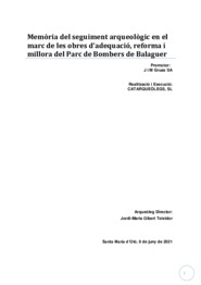 Memòria del seguiment arqueològic en el marc de les obres d’adequació, reforma i millora del Parc de Bombers de Balaguer