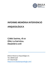 Informe-Memòria intervenció arqueològica c/dels Sastres, 18-20