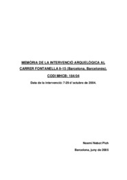 Memòria de la intervencióo arqueològica al Carrer Fontanella, 9-15