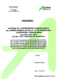 Memòria de les intervencions arqueològiques al carrer Manuel de Falla, 14 de Tarragona