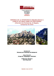 Memòria de la intervenció arqueològica a l'Ermita de Santa Anna de Montserrat.