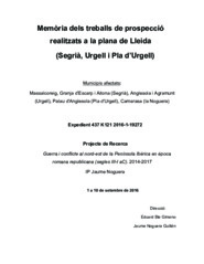 Memòria dels treballs de prospecció realitzats a la plana de Lleida