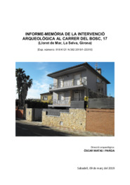 Informe-Memòria de la intervenció arqueològica al carrer del Bosc, 17