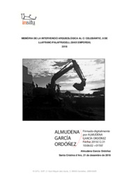 Memòria de la intervenció arqueològica al C/ Celebàntic, 8 de Llafranc-Palafrugell