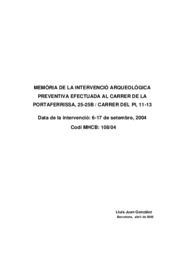 Memòria de la intervenció arqueològica preventiva efectuada al carrer de la Portaferrissa, 25-25B / Carrer del Pi, 11-13