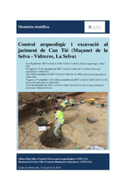 Control arqueologic i excavacio al jaciment de Can Tio