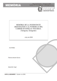 Memòria de la intervenció arqueològica al número 26 del carrer Estanislau Figueras (Tarragona, Tarragonès)
