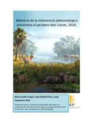 Memòria de la intervenció paleontològica preventiva al jaciment dels Casots, 2020.