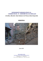 Memòria. Intervenció arqueològica al Carrer Raval 19 - Gessamí s/n, de Cruïlles.